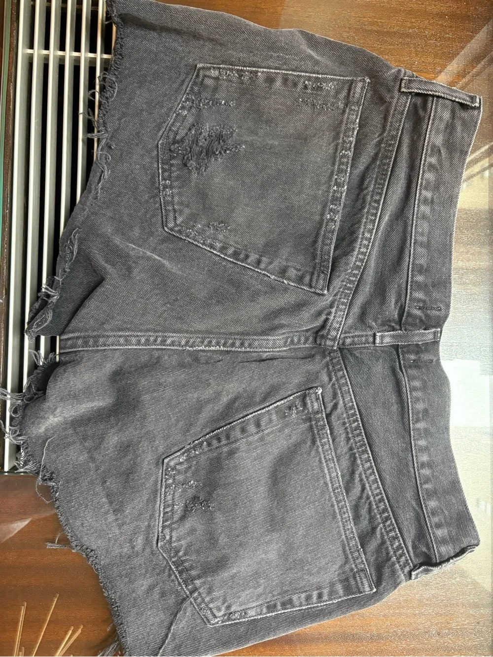 Agolde Black Washed Denim Shorts